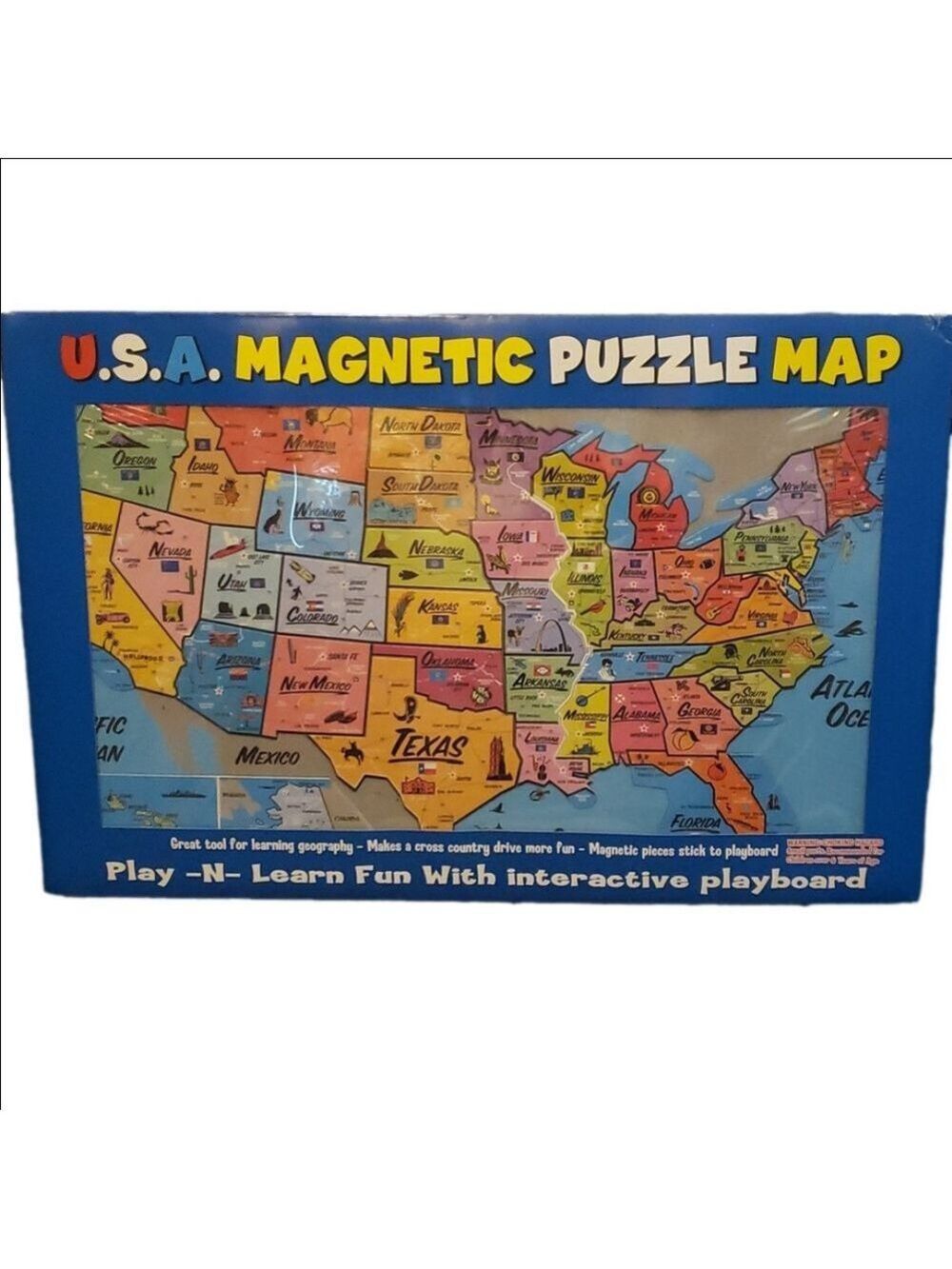 Magnetic Puzzle Map of United States Of America New Sealed Toy Map Game Map 2010